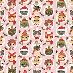 Pink - Cat Faces In Holiday Hats